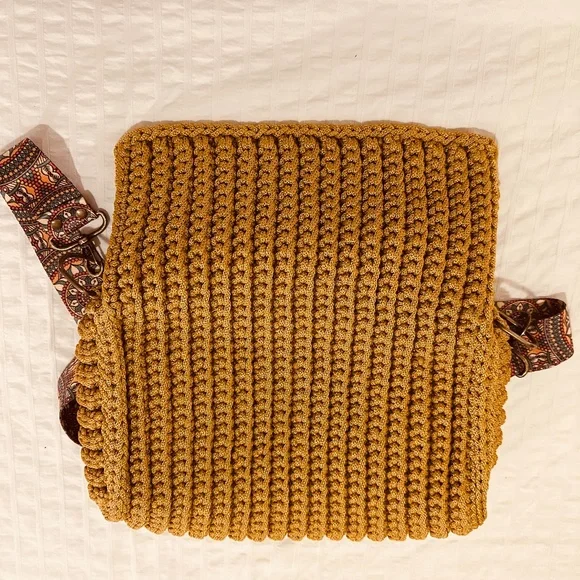 Crossbody Handmade Crochet Woven Khaki Bag NWOT - Picture 13 of 16